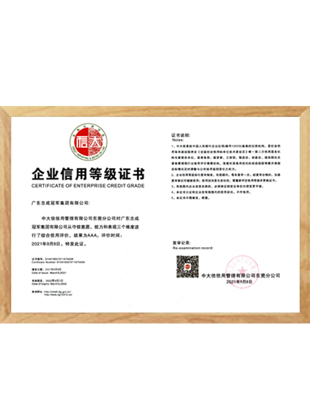 企業(yè)信用等級證書