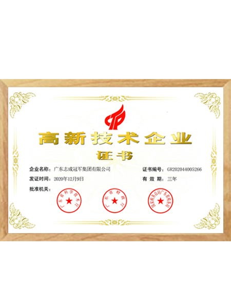 高新技術企業(yè)證書